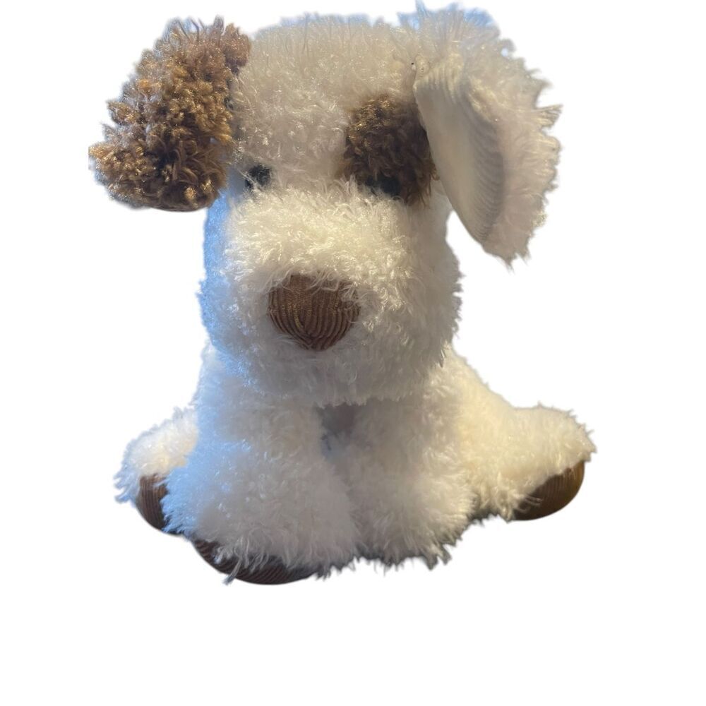 Barnes & Noble White Brown Spot Corduroy Puppy Dog Terrier Plush Stuffed Animal